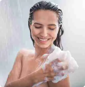 showering with goat milk soap