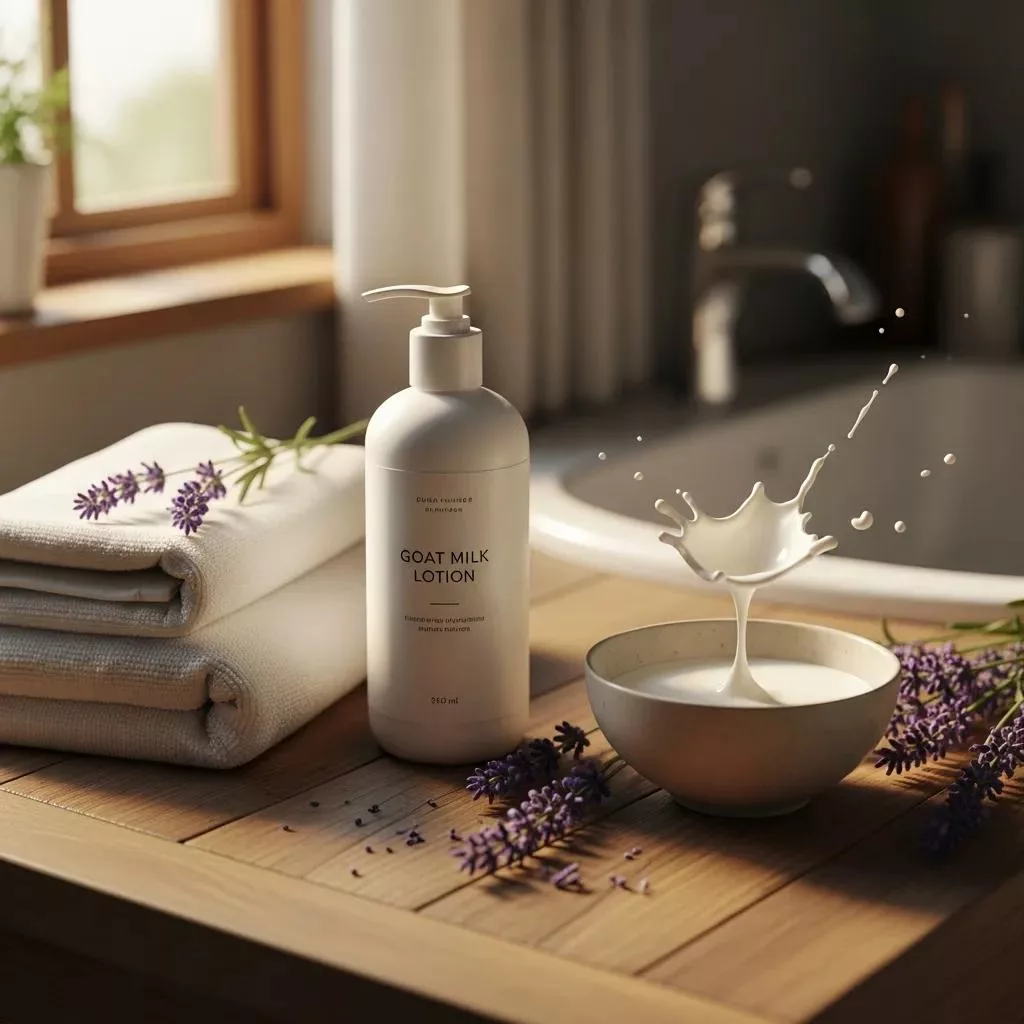 Soft, natural goat milk beauty product with nourishing ingredients for healthy skin.